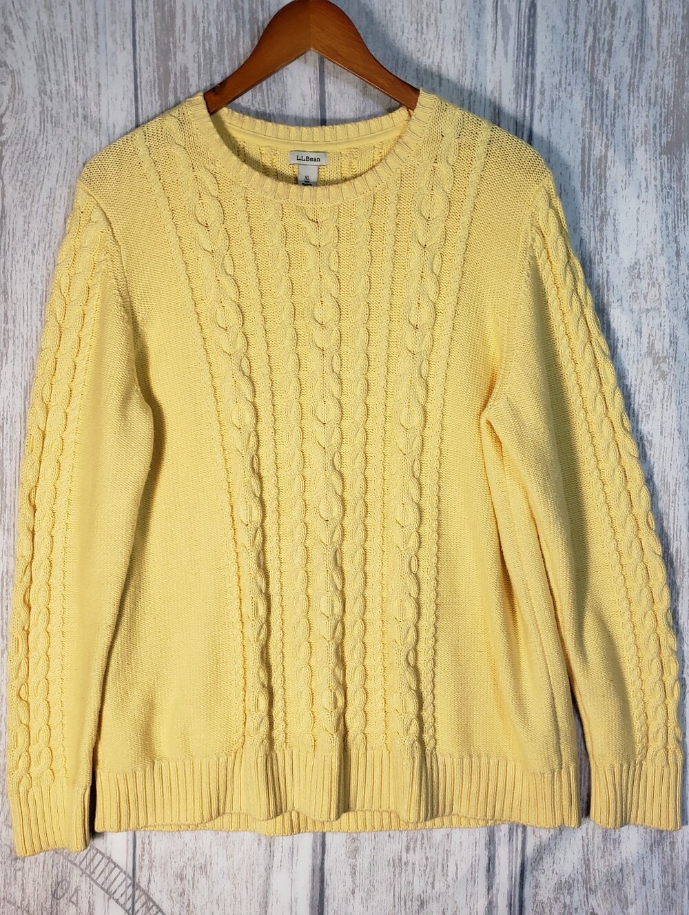 Ll Bean The Original Double L® Cable Crewneck Sweater Cable Knit Women's XL
